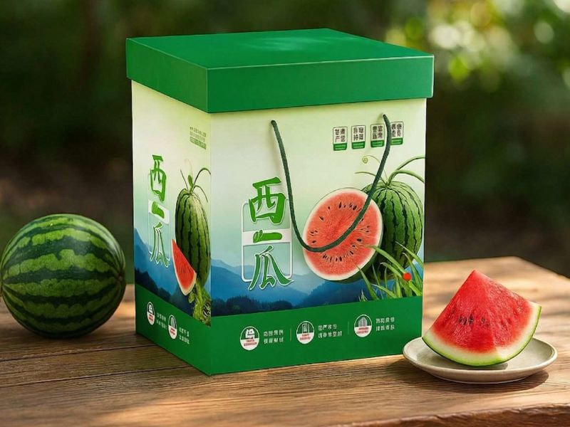 Hộp carton nắp âm dương đựng dưa hấu