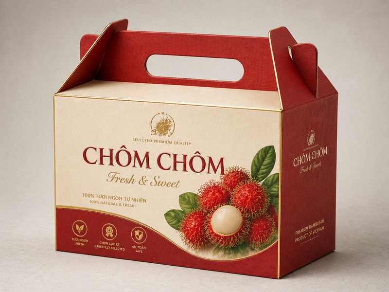 Hộp quai xách đựng chôm chôm