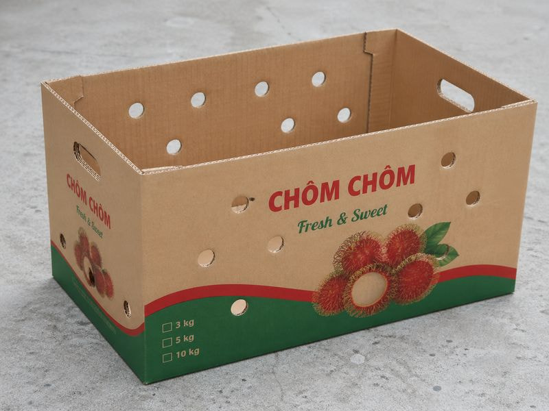 Khay carton trưng bày chôm chôm