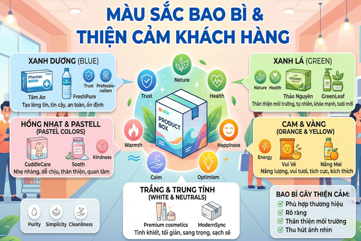 Những màu bao bì giúp tăng thiện cảm với khách hàng