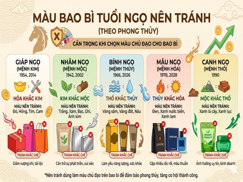 Màu bao bì tuổi Ngọ nên tránh