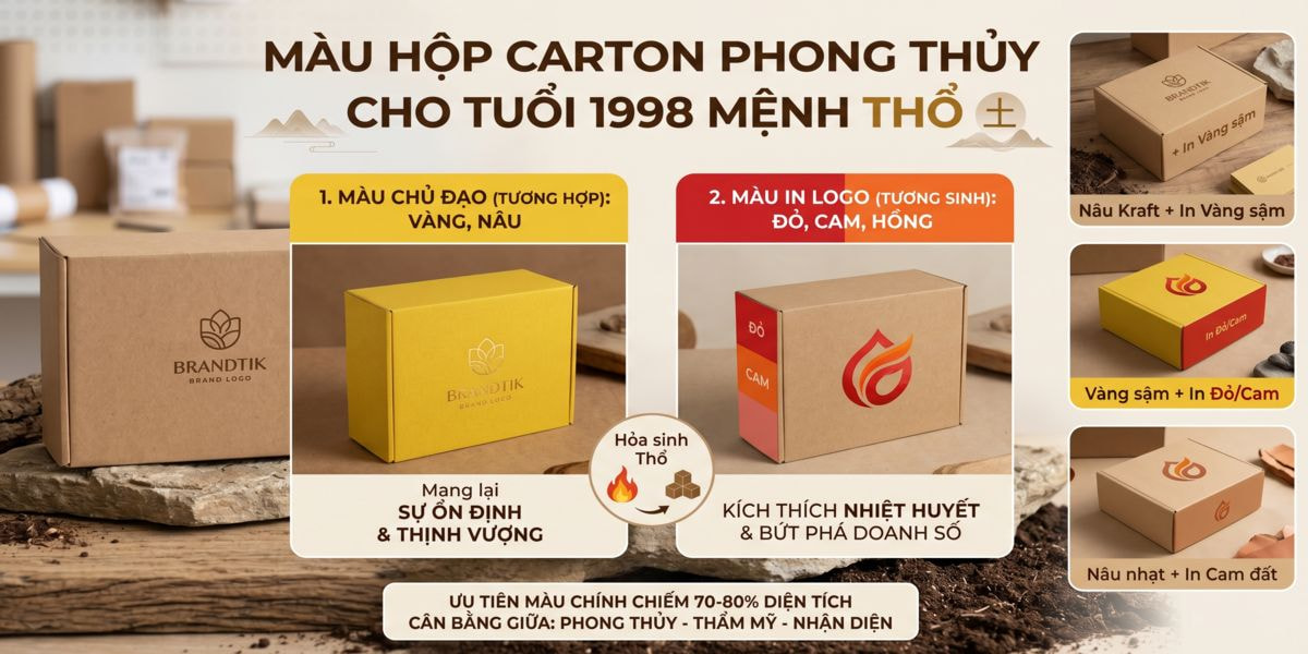 Màu hộp carton hợp phong thủy cho tuổi 1998 mệnh Thổ Hupuna.com