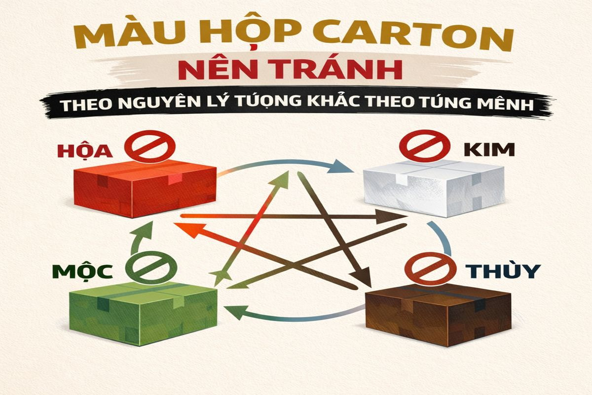 Màu hộp carton nên tránh theo nguyên lý tương khắc là gì