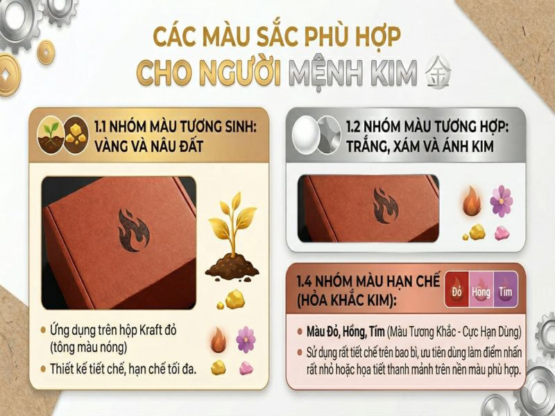 Màu sắc cần hạn chế: Đỏ, Hồng, Tím