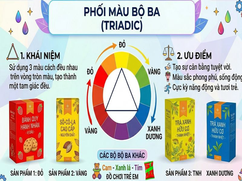 Phối màu bộ ba (Triadic)