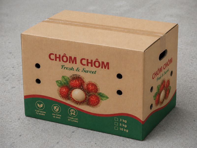 Thùng carton nắp đối bế lỗ đưng chôm chôm