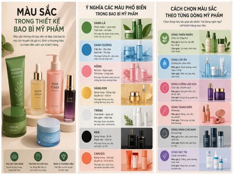 Ý nghĩa các màu phổ biến trong bao bì mỹ phẩm