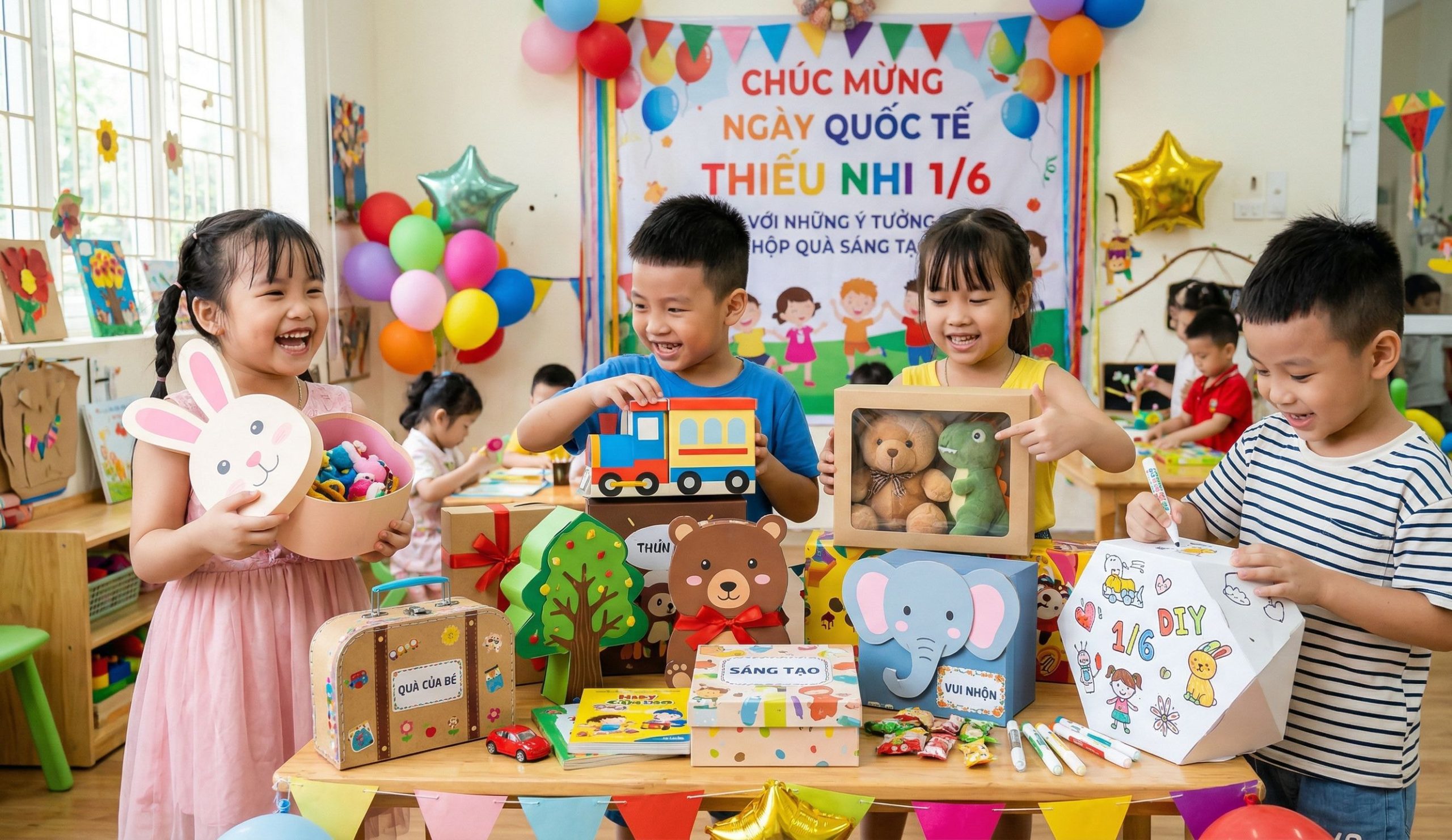 Ý tưởng hộp đựng quà tặng bé ngày quốc tế thiếu nhi 1-6