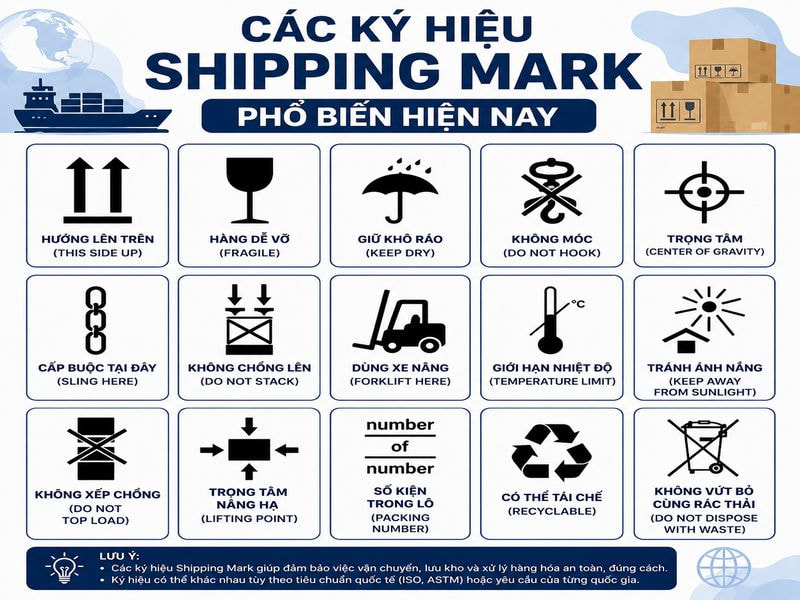 Các ký hiệu Shipping Mark phổ biến hiện nay