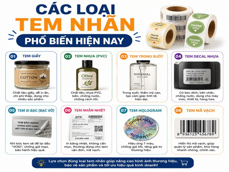 Các loại tem nhãn phổ biến hiện nay