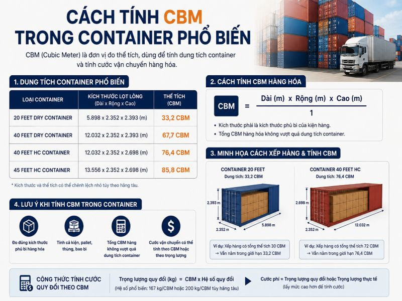 Cách tính CBM trong Container phổ biến