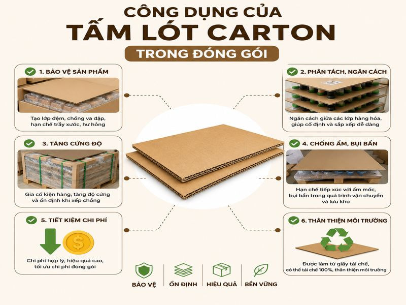 Công dụng của tấm lót carton trong đóng gói