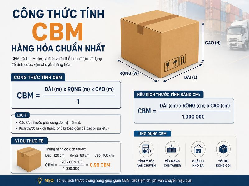 Công thức tính CBM hàng hóa chuẩn nhất