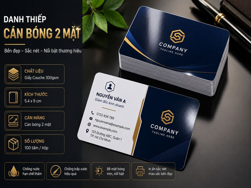Danh thiếp cán bóng 2 mặt