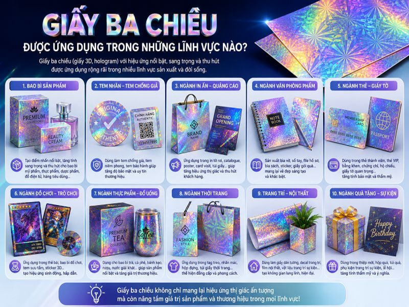 Giấy ba chiều được ứng dụng trong những lĩnh vực nào?