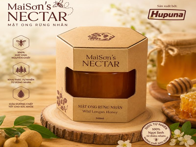 Hộp lục giác in lụa đựng mật ong