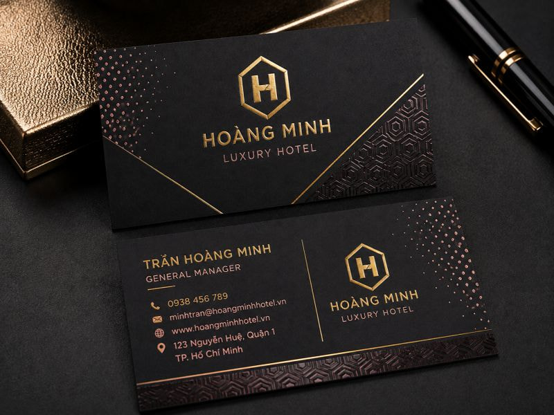 Mẫu danh thiếp kết hợp ép kim và ép nhũ