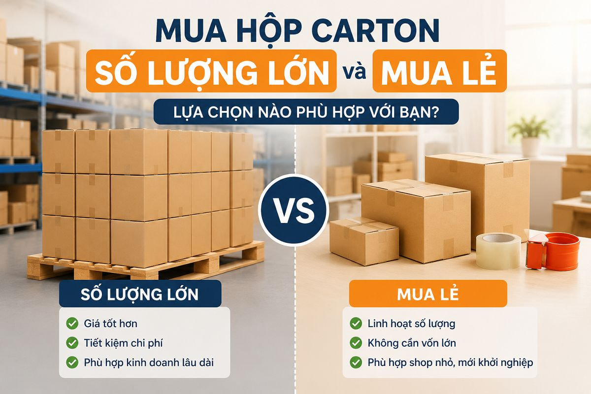 Mua hộp carton số lượng lớn và mua lẻ