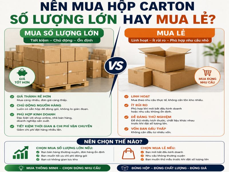 Nên mua hộp carton số lượng lớn hay mua lẻ