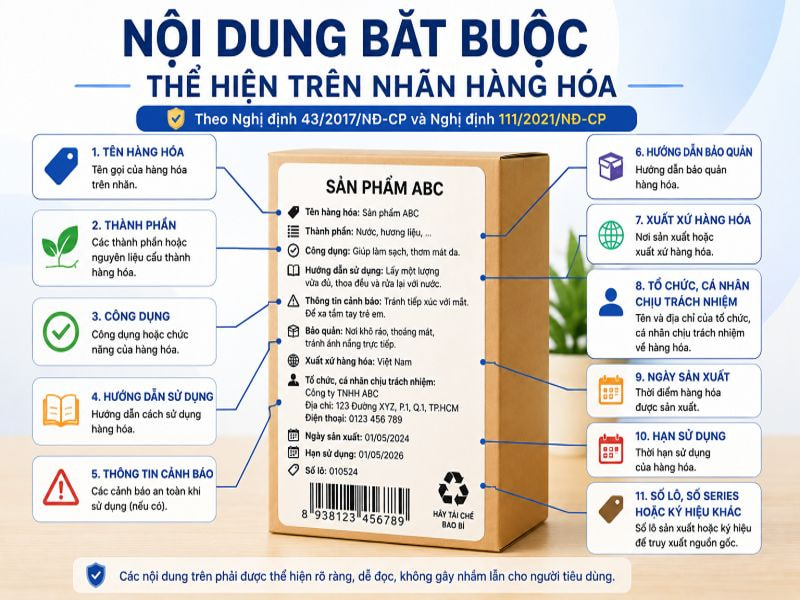 Nội dung bắt buộc thể hiện trên nhãn hàng hóa