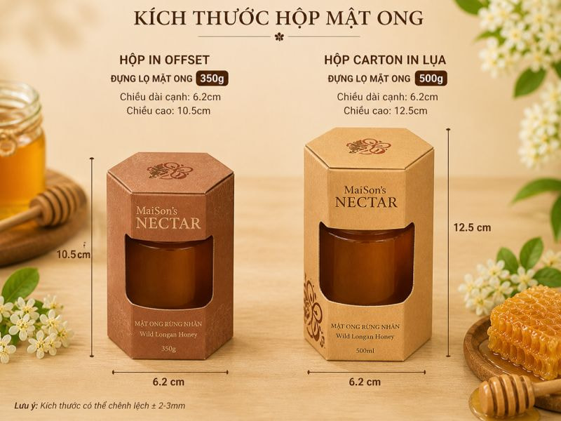 Thông số kỹ thuật hộp lục giác đựng mật ong