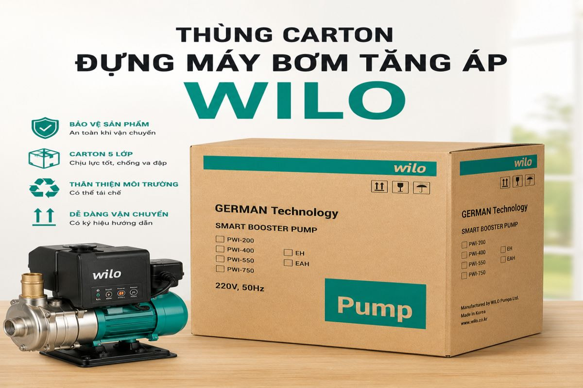 Thùng carton đựng máy bơm tăng áp Wilo
