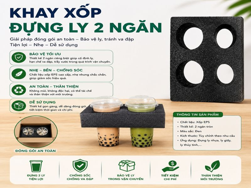 Ưu điểm của khay xốp đựng ly 2 ngăn