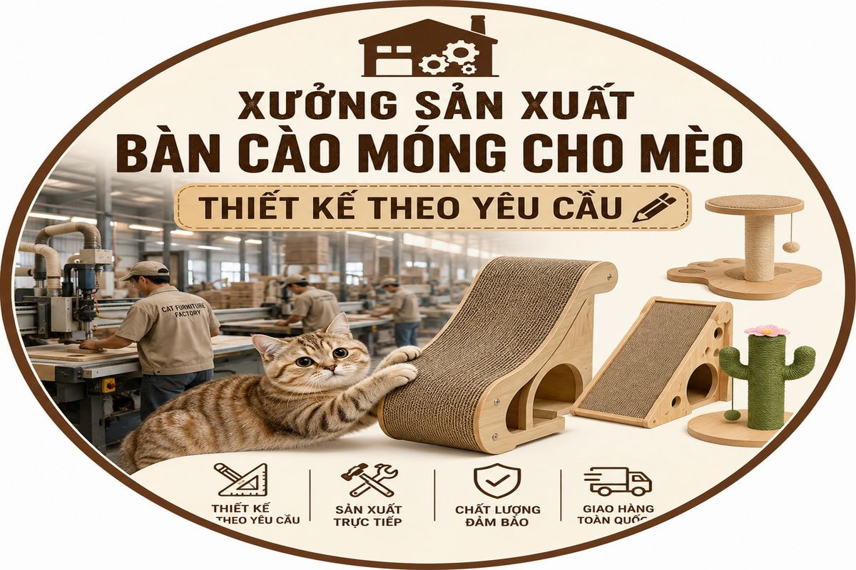 Xưởng sản xuất bàn cào móng cho mèo thiết kế theo yêu cầu