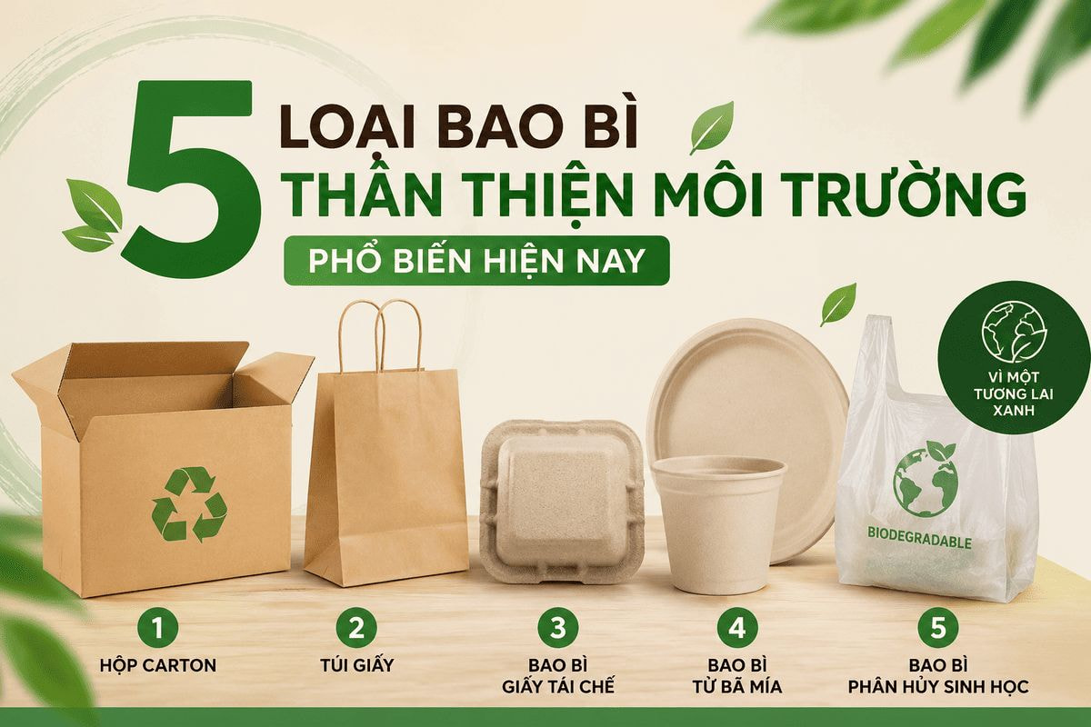 5 Loại bao bì thân thiện môi trường phổ biến hiện nay