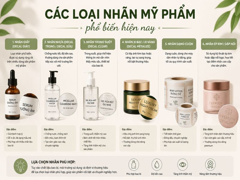 Các loại nhãn mỹ phẩm phổ biến hiện nay
