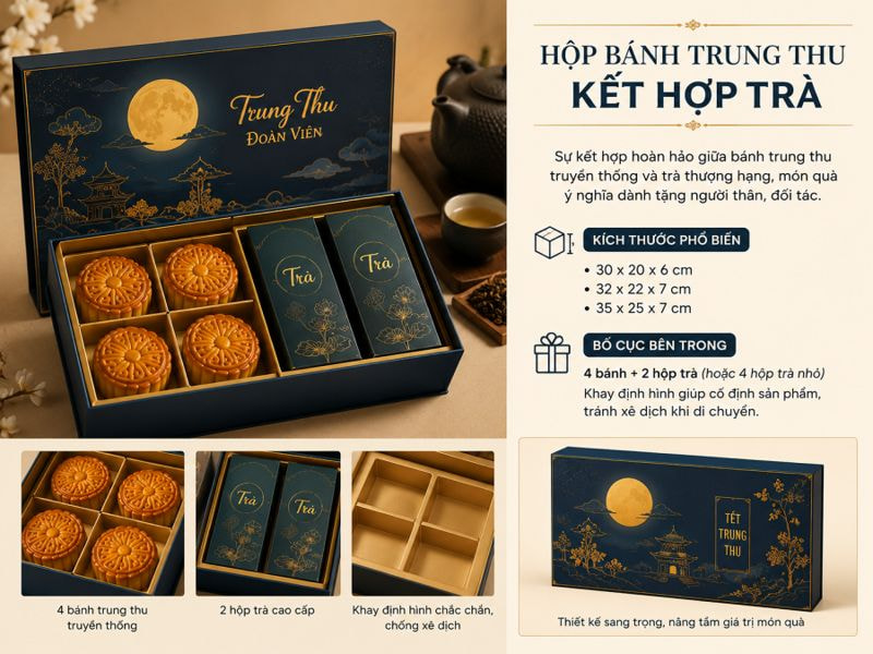 Hộp bánh trung thu kết hợp trà