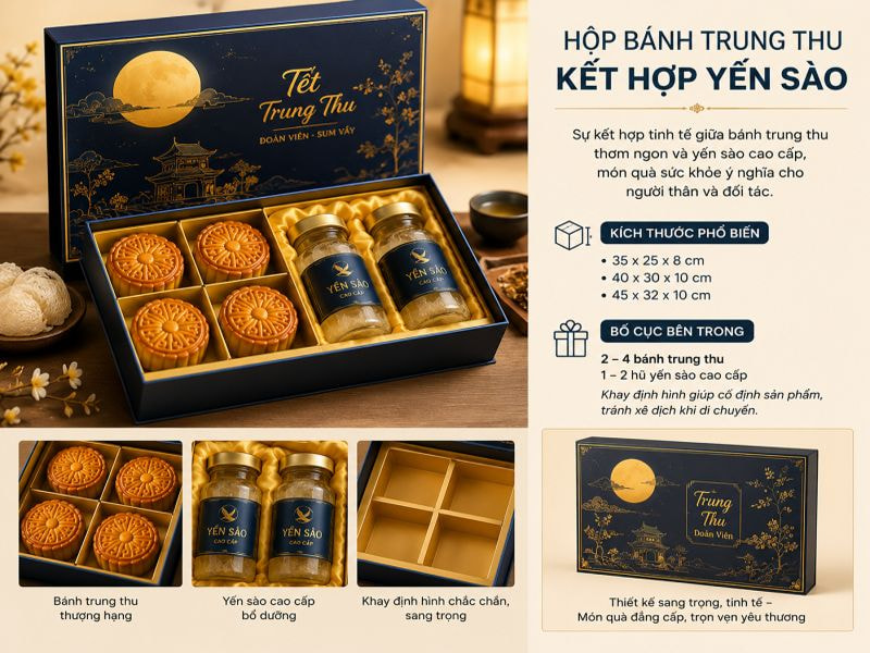 Hộp bánh trung thu kết hợp yến sào