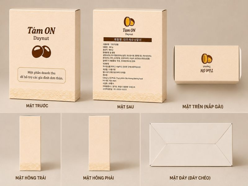 Hộp nắp gài đáy chéo đựng táo kẹp hạnh nhân