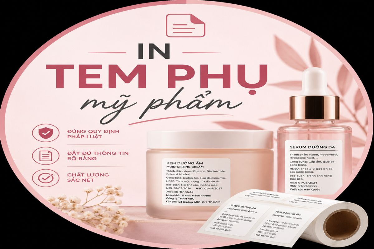 In tem phụ mỹ phẩm chuẩn, lấy nhanh theo yêu cầu