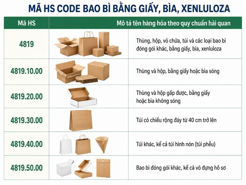 Mã HS Code thùng carton hiện nay