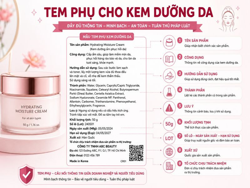 Tem phụ cho kem dưỡng da