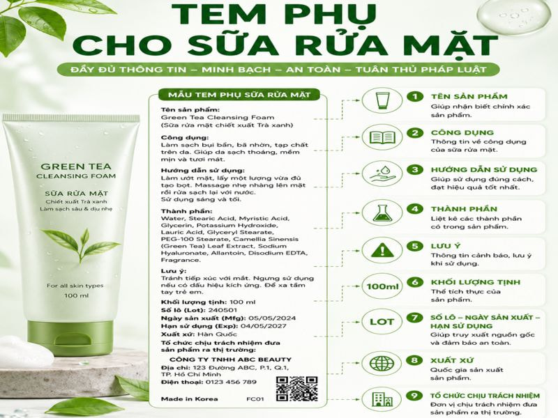Tem phụ cho sữa rửa mặt