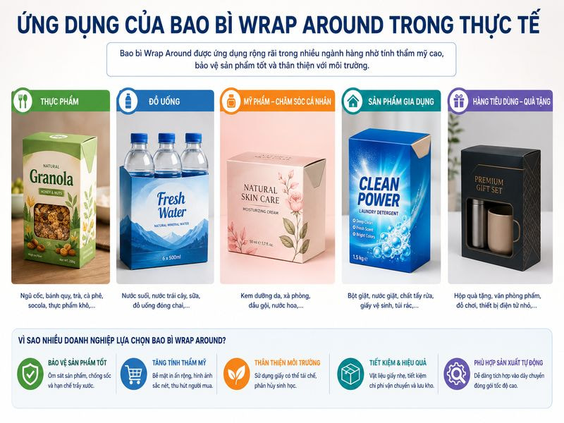 Ứng dụng của bao bì Wrap Around trong thực tế