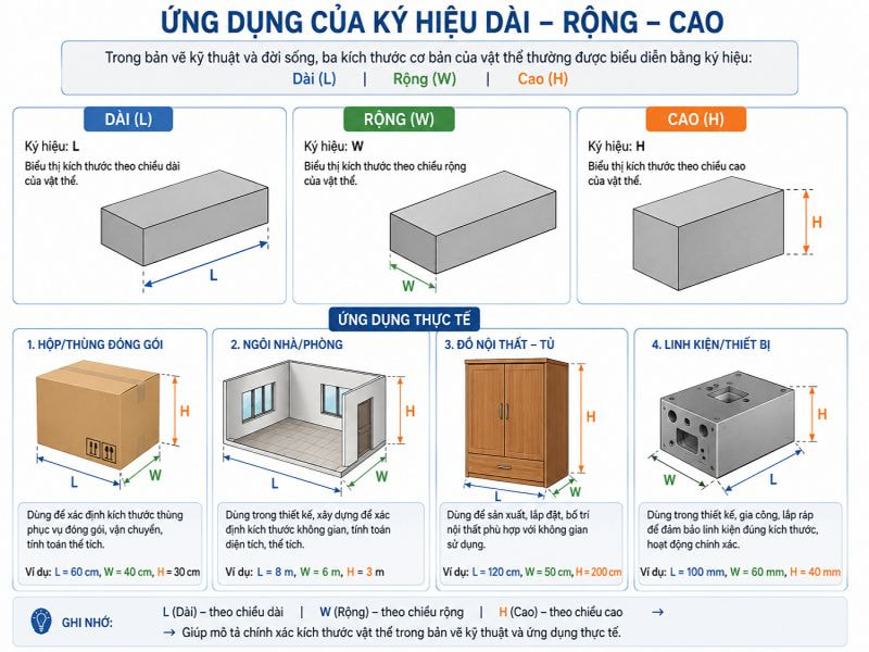 Ứng dụng của ký hiệu dài rộng cao