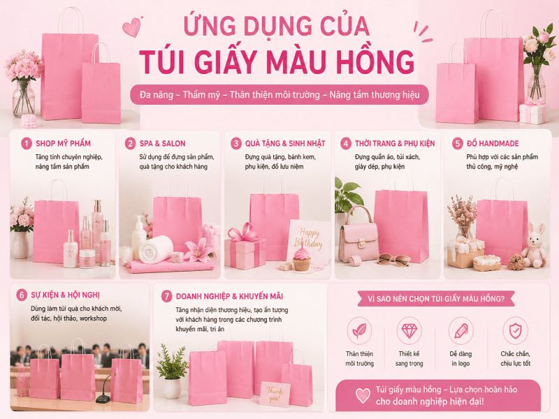 Ứng dụng của túi giấy màu hồng