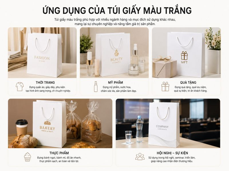 Ứng dụng của túi giấy màu trắng
