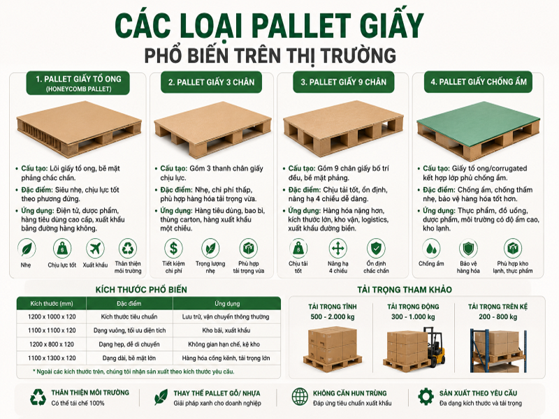 Các loại pallet giấy phổ biến trên thị trường
