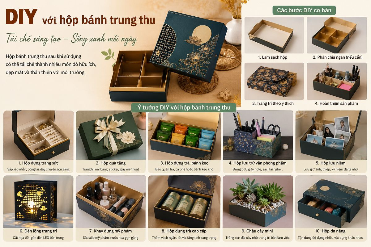 Diy với hộp bánh trung thu – Biến hộp cũ thành đồ hữu ích