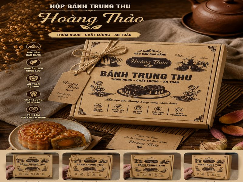 Hộp bánh trung thu handmade thương hiệu Hoàng Thảo