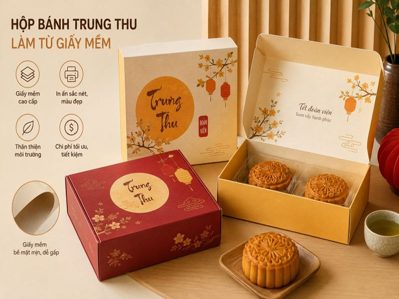 Hộp bánh trung thu làm từ giấy mềm
