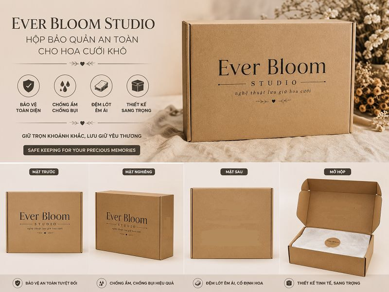 Hộp bảo quản an toàn cho hoa cưới khô Ever Bloom Studio