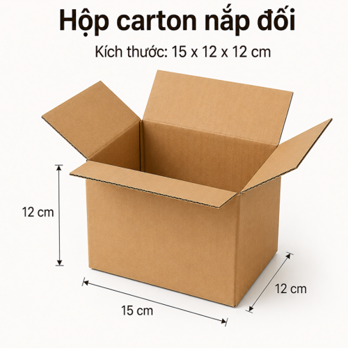 Hộp carton nắp đối kích thước 15x12x12 cm