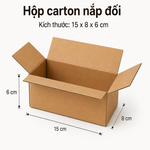 Hộp carton nắp đối kích thước 15x8x6cm