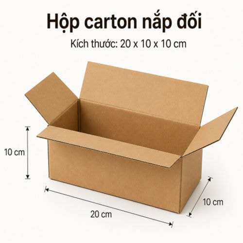 Hộp carton nắp đối kích thước 20 x 10 x 10 cm