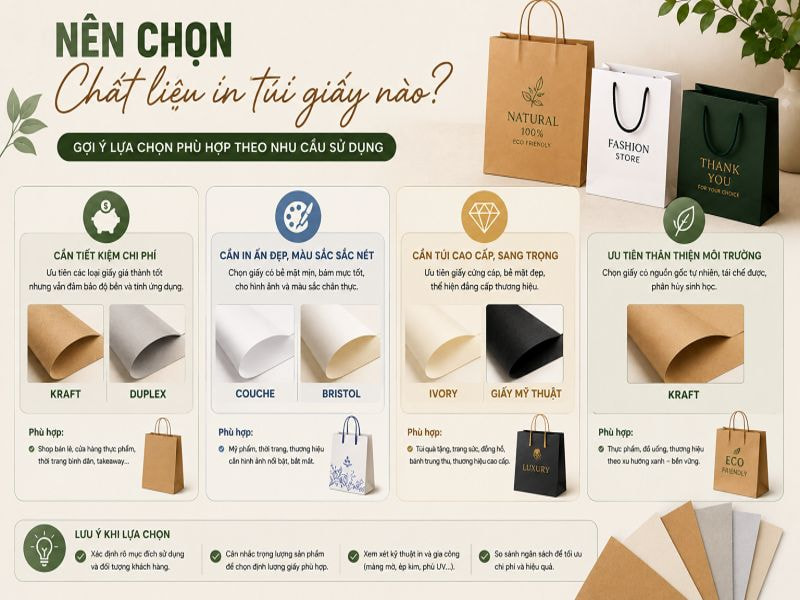 Nên chọn chất liệu in túi giấy nào?